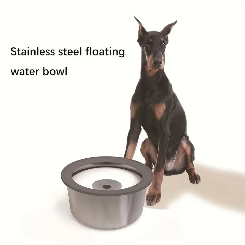 Stainless Steel Anti-Spill Dog Water Bowl – Floating Disk Design, Slow Feeder & Non-Wet Mouth Drinking Bowl for Indoor, Outdoor & Travel Use
