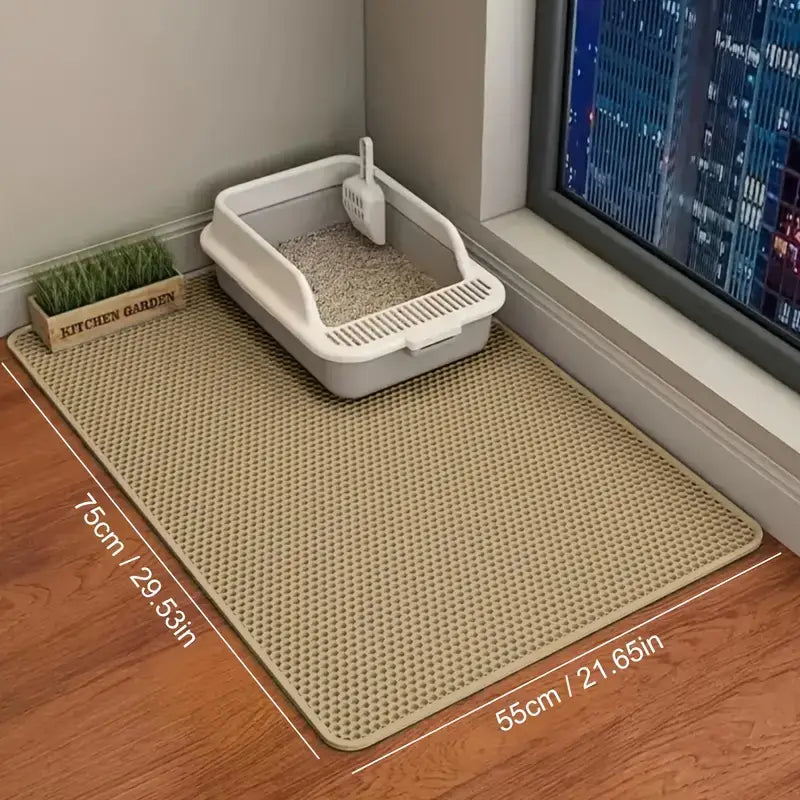 Oversized Double-Layer Cat Litter Mat – Splash-Proof, Leak-Proof & Odor-Resistant EVA Material
