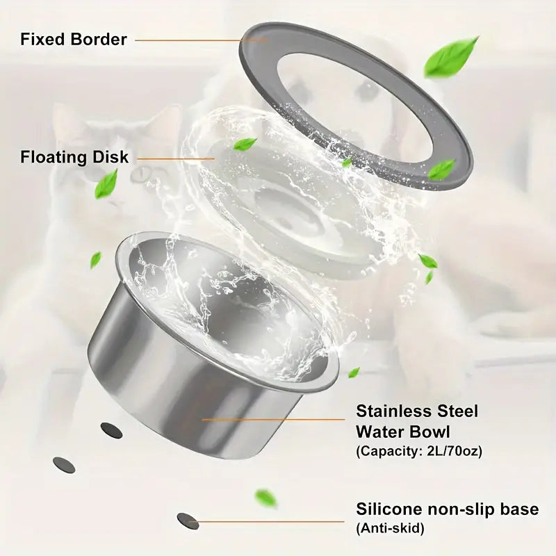 Stainless Steel Anti-Spill Dog Water Bowl – Floating Disk Design, Slow Feeder & Non-Wet Mouth Drinking Bowl for Indoor, Outdoor & Travel Use