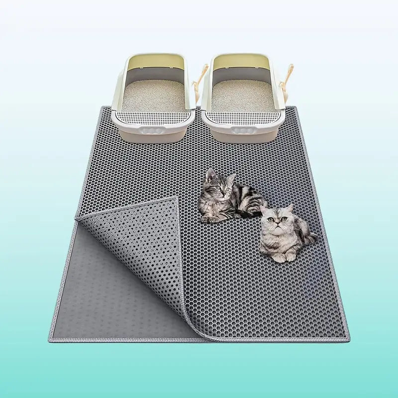 Oversized Double-Layer Cat Litter Mat – Splash-Proof, Leak-Proof & Odor-Resistant EVA Material