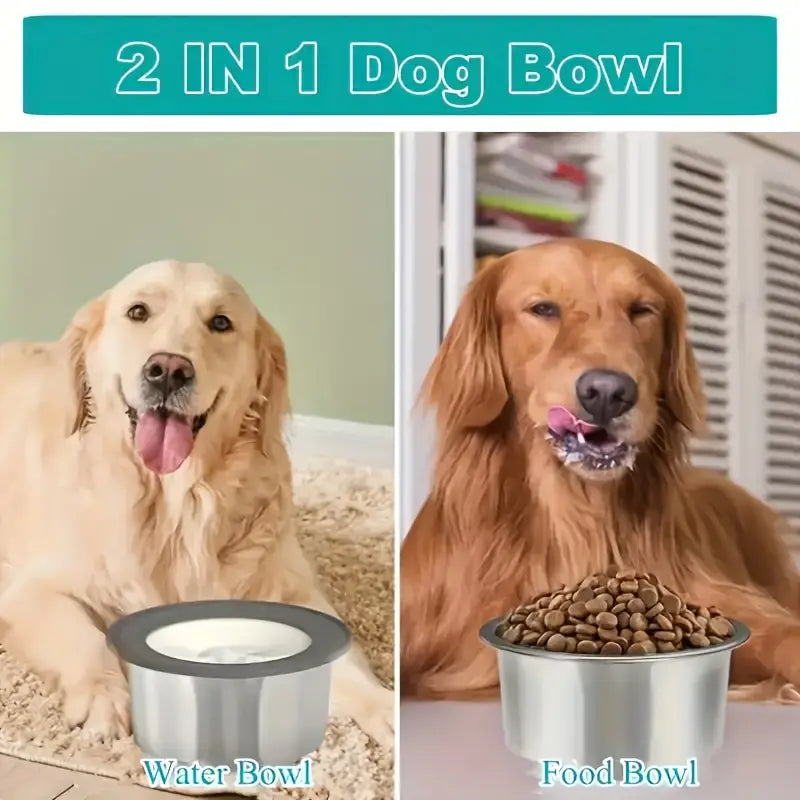 Stainless Steel Anti-Spill Dog Water Bowl – Floating Disk Design, Slow Feeder & Non-Wet Mouth Drinking Bowl for Indoor, Outdoor & Travel Use
