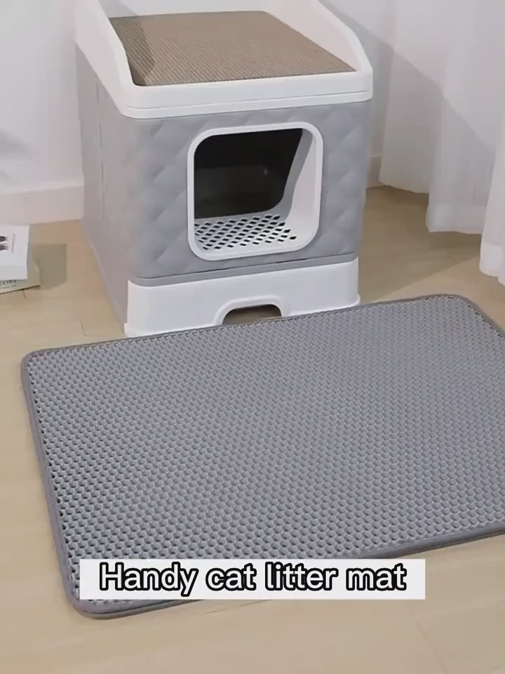 Oversized Double-Layer Cat Litter Mat – Splash-Proof, Leak-Proof & Odor-Resistant EVA Material