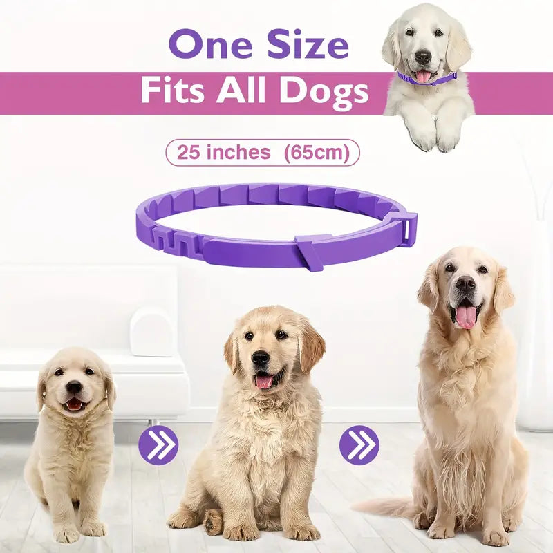 3-Pack Dog Calming Pheromone Collars – 60-Day Stress & Anxiety Relief, Adjustable 25-Inch Natural Collar