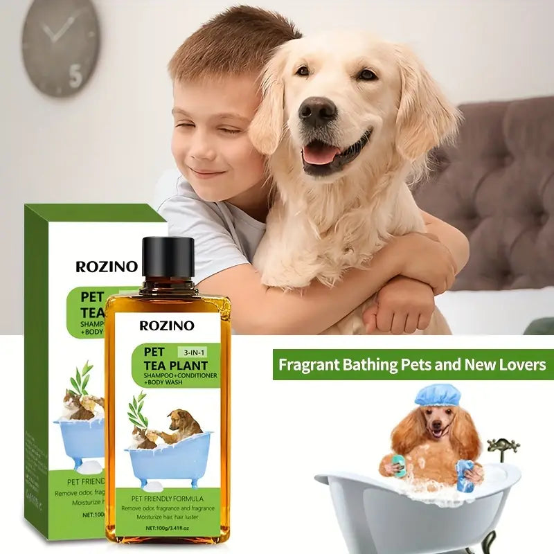 3-in-1 Natural Tea Tree Essence Pet Shampoo & Conditioner – Enhances Shine, Softens Fur, Reduces Shedding