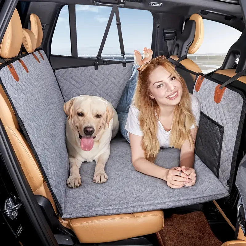 Heavy-Duty Pet Car Seat Pad & Travel Bed – Gray Dog Cushion & Hammock for Car