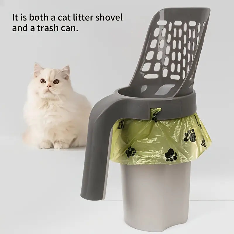 Large Capacity Cat Litter Scoop with Bracket – Easy-Clean Waste Storage Box & Durable Plastic Design