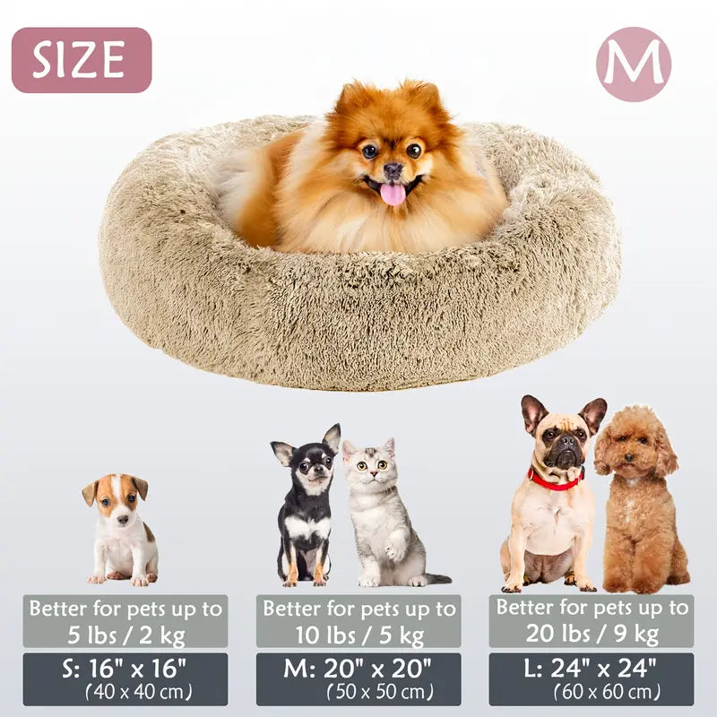 Calming Donut Cuddler Pet Bed – Plush, Cozy & Anti-Anxiety Bed for Dogs & Cats (S-3XL)