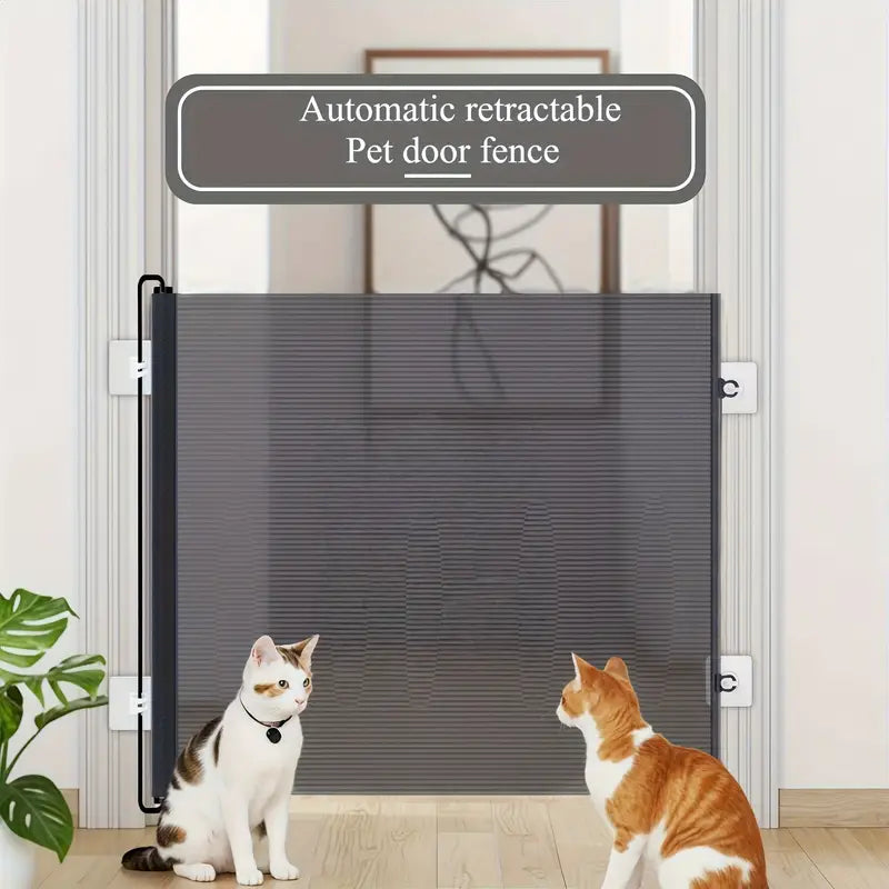 Expandable Black Pet Gate – Auto-Close Indoor Safety Barrier for Dogs & Cats