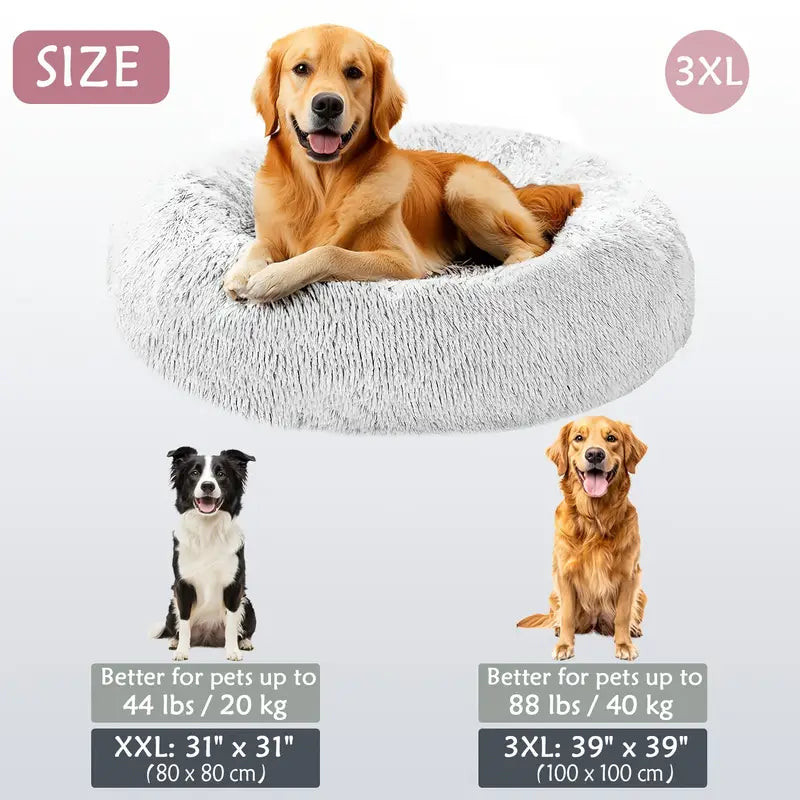 Calming Donut Cuddler Pet Bed – Plush, Cozy & Anti-Anxiety Bed for Dogs & Cats (S-3XL)