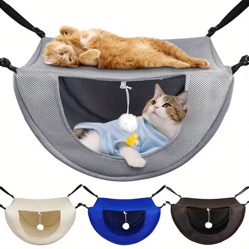 Breathable Mesh Suspended Cat Hammock – Adjustable Indoor Pet Bed