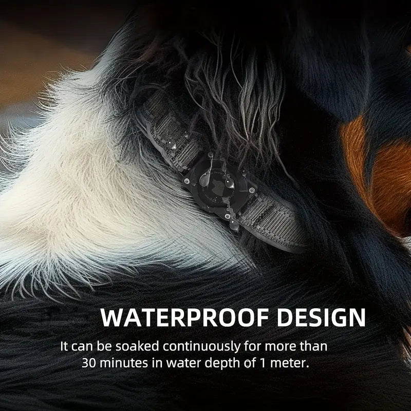 Small Dog Heavy-Duty Waterproof AirTag Dog Collar – Adjustable Nylon Strap with Reflective Strips & Padded Holder for Small dogs