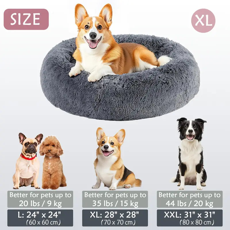 Calming Donut Cuddler Pet Bed – Plush, Cozy & Anti-Anxiety Bed for Dogs & Cats (S-3XL)