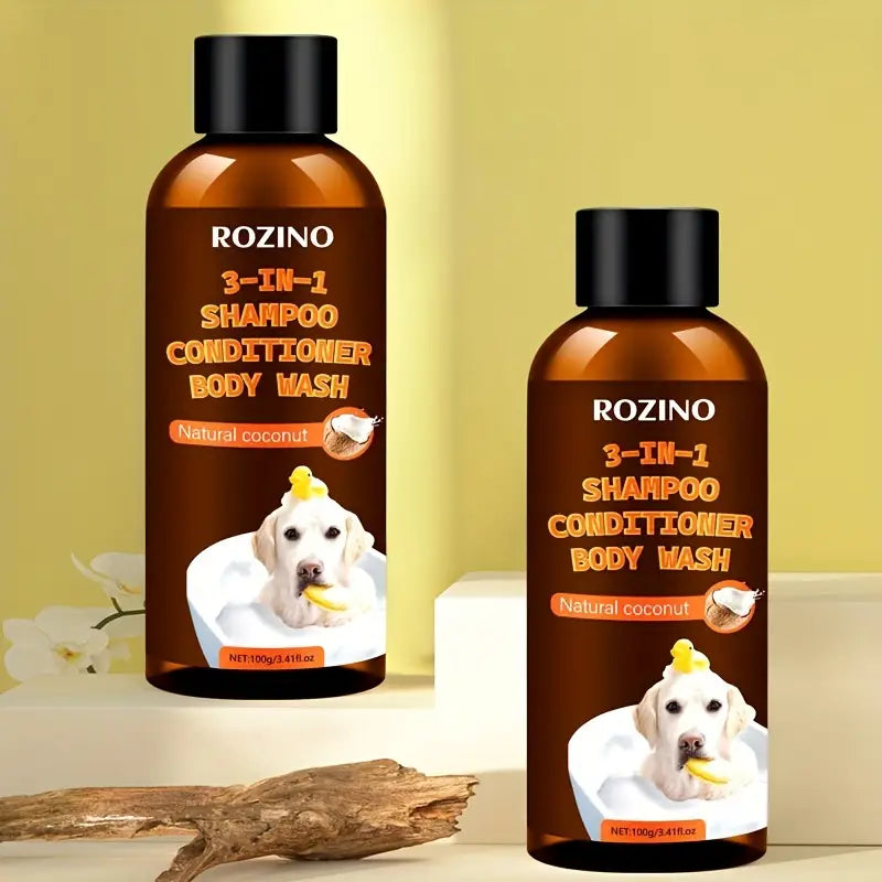 ROZINO Coconut Essence 3-in-1 Pet Shampoo, Conditioner & Body Wash – Gentle Coconut Milk Formula for Dogs & Cats