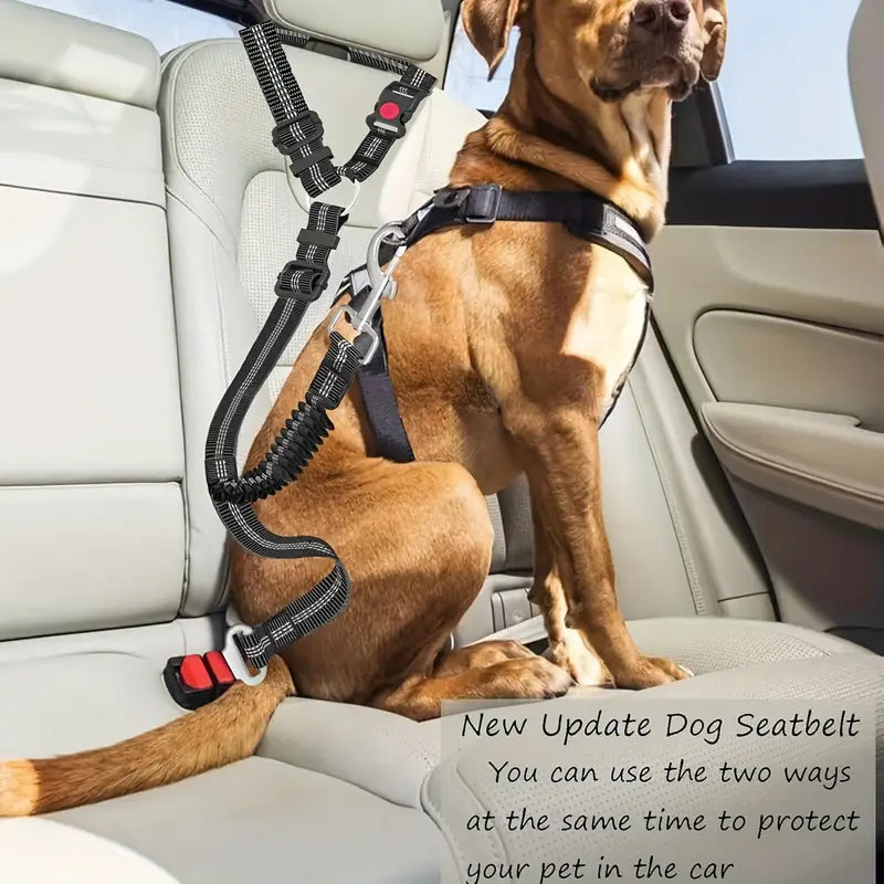 2-in-1 Adjustable Pet Car Seat Belt & Safety Harness – For Small, Medium & Large Dogs