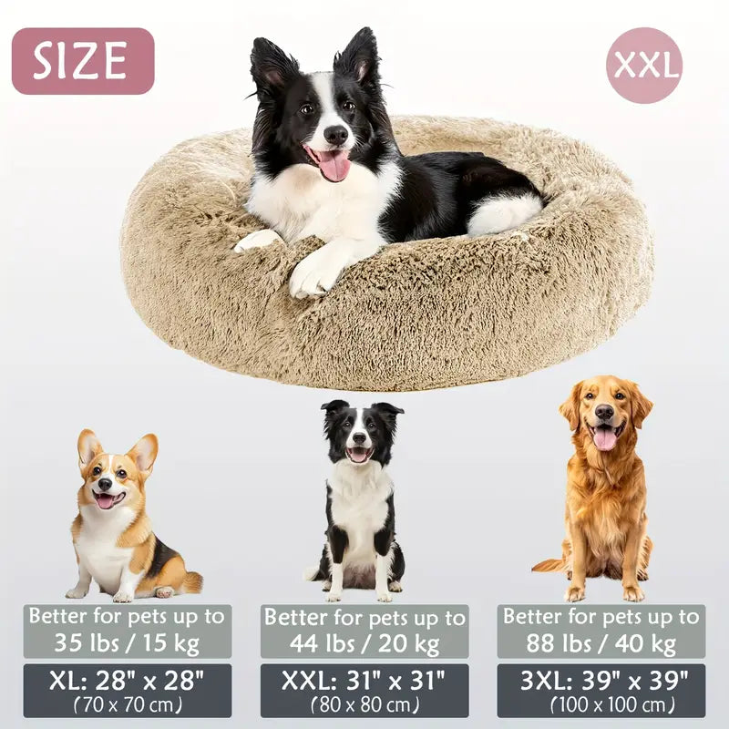 Calming Donut Cuddler Pet Bed – Plush, Cozy & Anti-Anxiety Bed for Dogs & Cats (S-3XL)