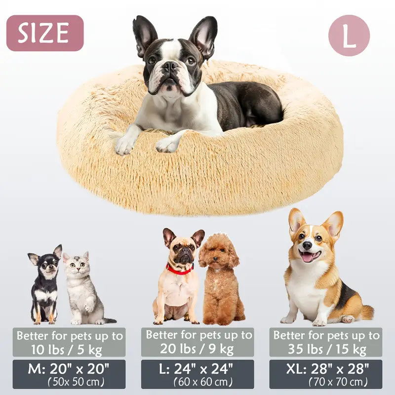 Calming Donut Cuddler Pet Bed – Plush, Cozy & Anti-Anxiety Bed for Dogs & Cats (S-3XL)