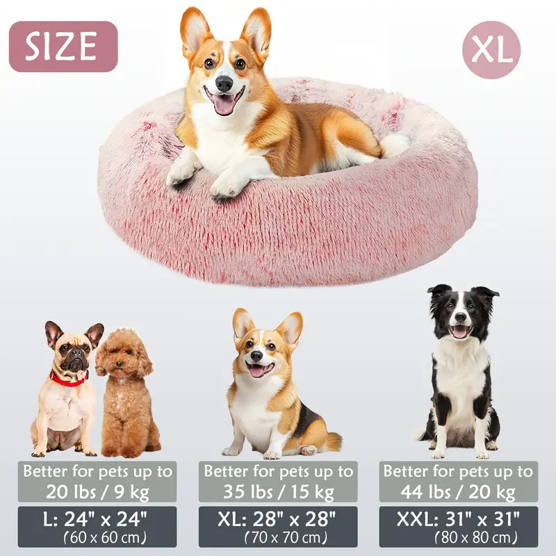 Calming Donut Cuddler Pet Bed – Plush, Cozy & Anti-Anxiety Bed for Dogs & Cats (S-3XL)