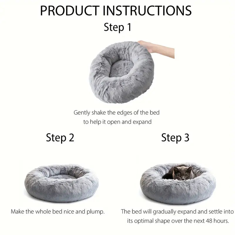 Calming Donut Cuddler Pet Bed – Plush, Cozy & Anti-Anxiety Bed for Dogs & Cats (S-3XL)