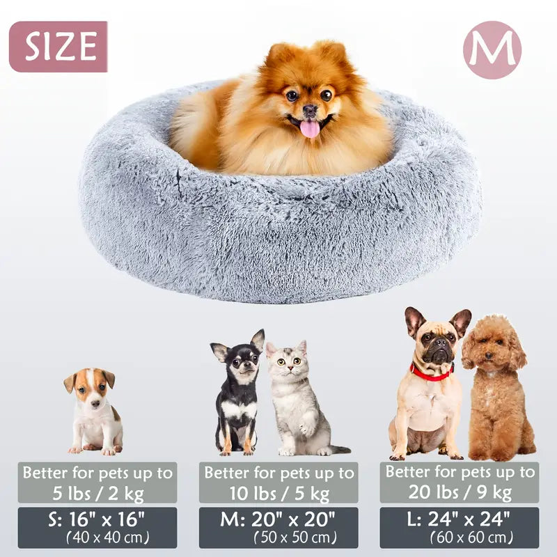 Calming Donut Cuddler Pet Bed – Plush, Cozy & Anti-Anxiety Bed for Dogs & Cats (S-3XL)