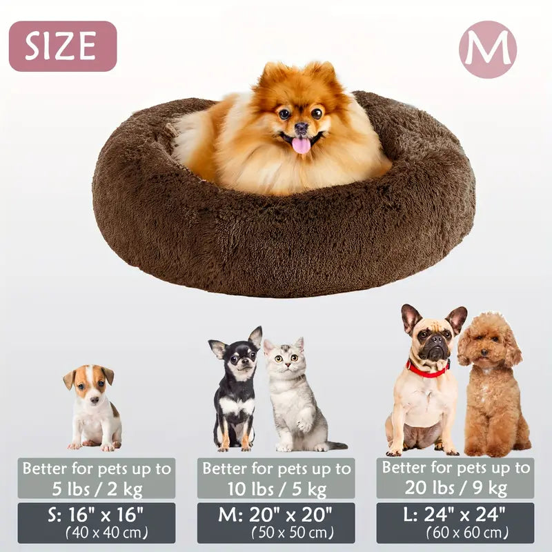 Calming Donut Cuddler Pet Bed – Plush, Cozy & Anti-Anxiety Bed for Dogs & Cats (S-3XL)