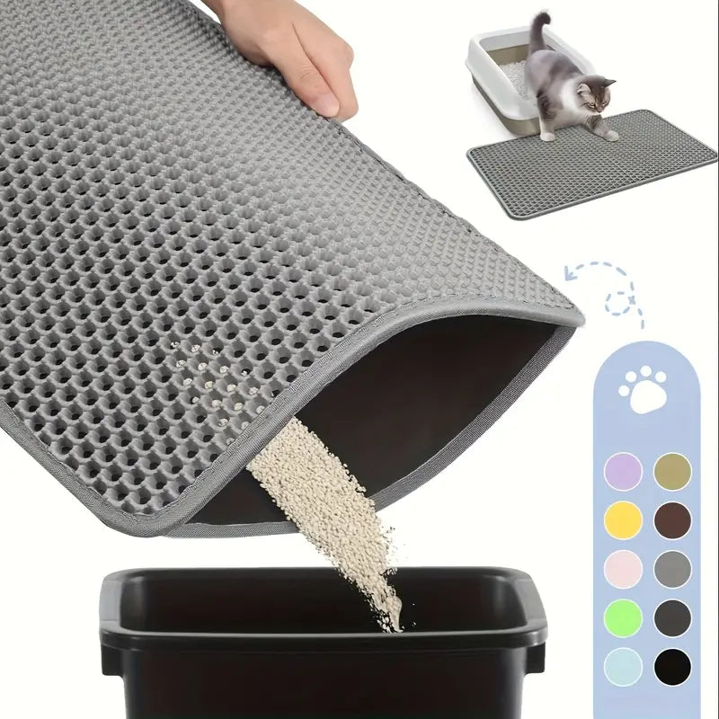 Honeycomb Double-Layer Cat Litter Mat – Waterproof, Odor-Control & Washable
