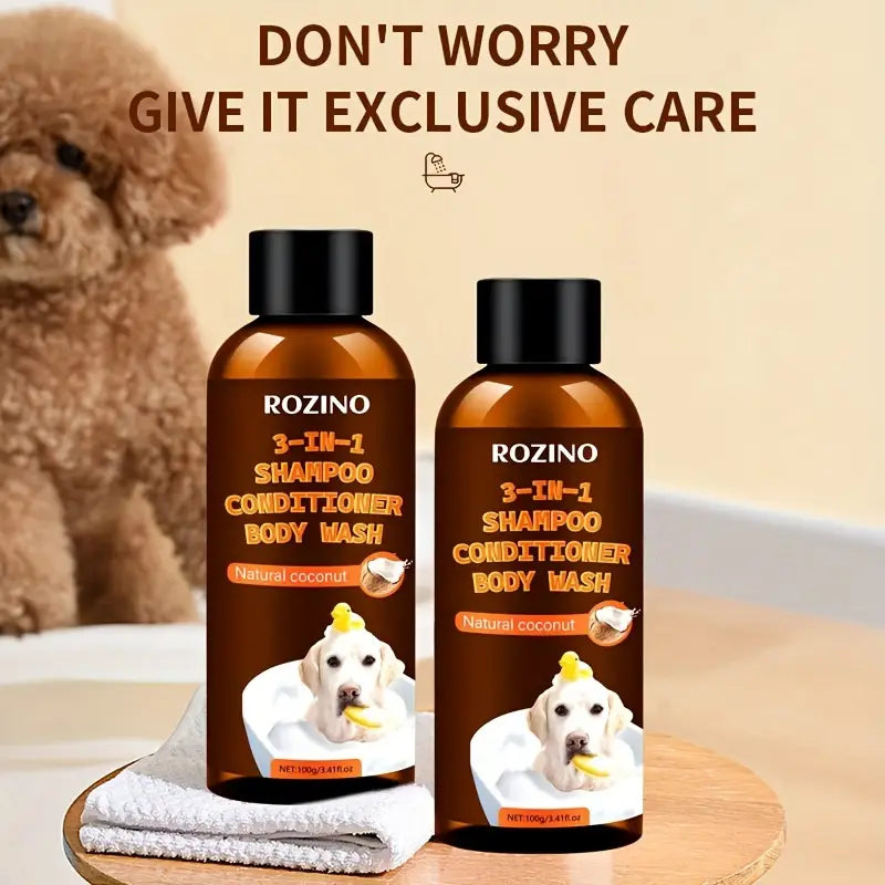 ROZINO Coconut Essence 3-in-1 Pet Shampoo, Conditioner & Body Wash – Gentle Coconut Milk Formula for Dogs & Cats