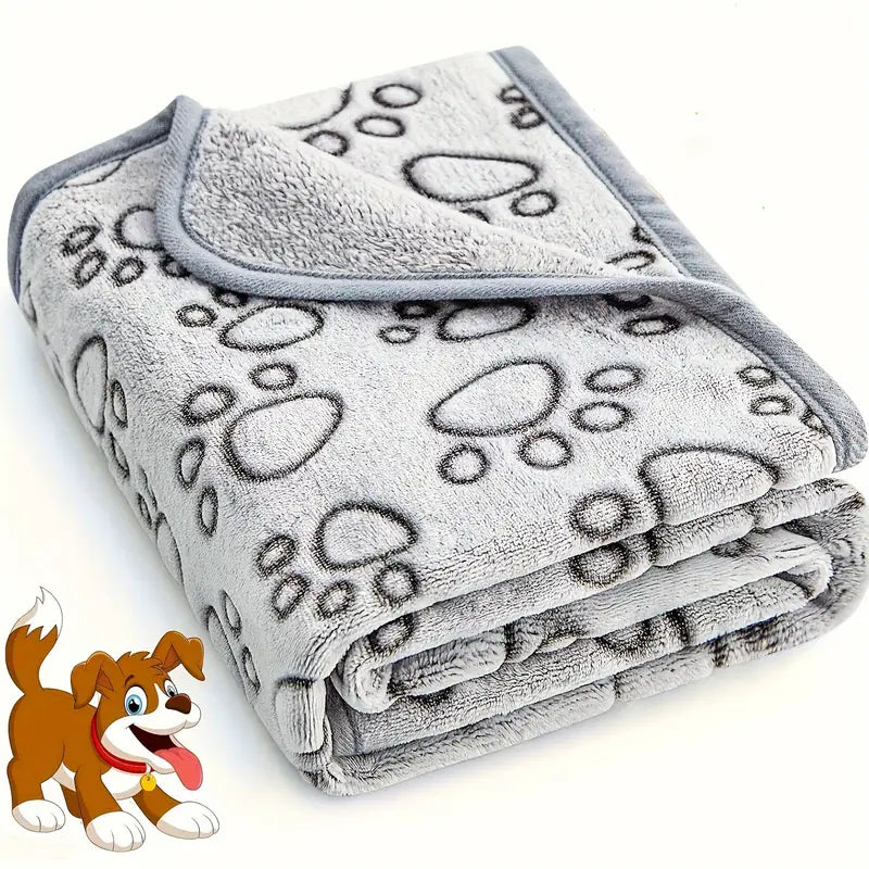Soft Cozy Fleece Pet Blanket – Paw Print Design, Tear-Resistant & Machine Washable (S-L)
