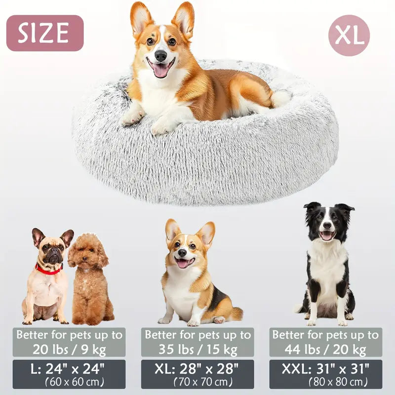 Calming Donut Cuddler Pet Bed – Plush, Cozy & Anti-Anxiety Bed for Dogs & Cats (S-3XL)