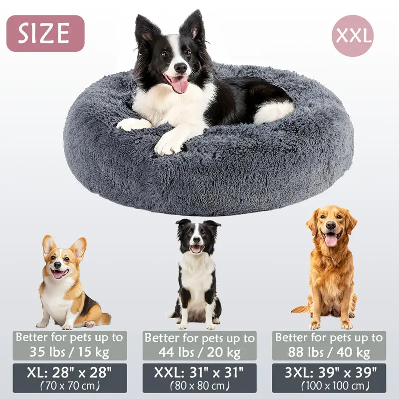 Calming Donut Cuddler Pet Bed – Plush, Cozy & Anti-Anxiety Bed for Dogs & Cats (S-3XL)
