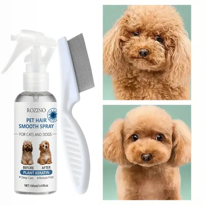 2-in-1 Professional Pet Hair & Flea Care System – Plant-Based Spray with Detangling Brush Attachment (100ml)