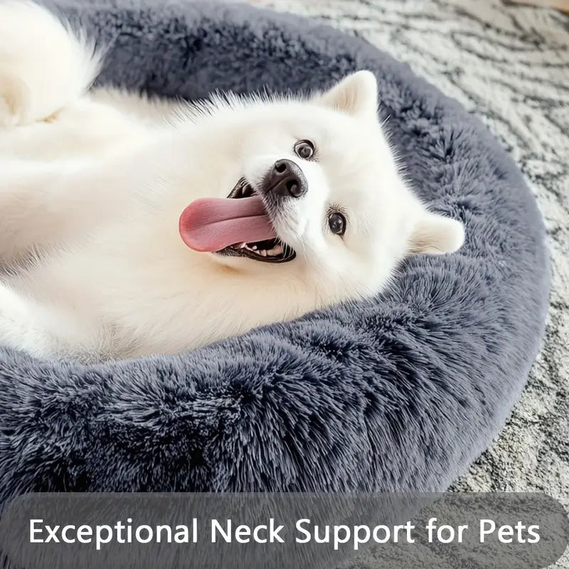 Calming Donut Cuddler Pet Bed – Plush, Cozy & Anti-Anxiety Bed for Dogs & Cats (S-3XL)