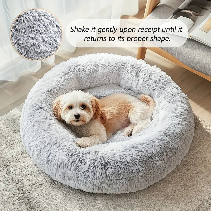 Calming Donut Cuddler Pet Bed – Plush, Cozy & Anti-Anxiety Bed for Dogs & Cats (S-3XL)