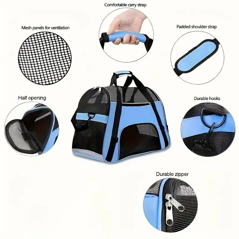 Portable Pet Carrier for Cats & Dogs – Airline-Approved Foldable Travel Bag (S - L)