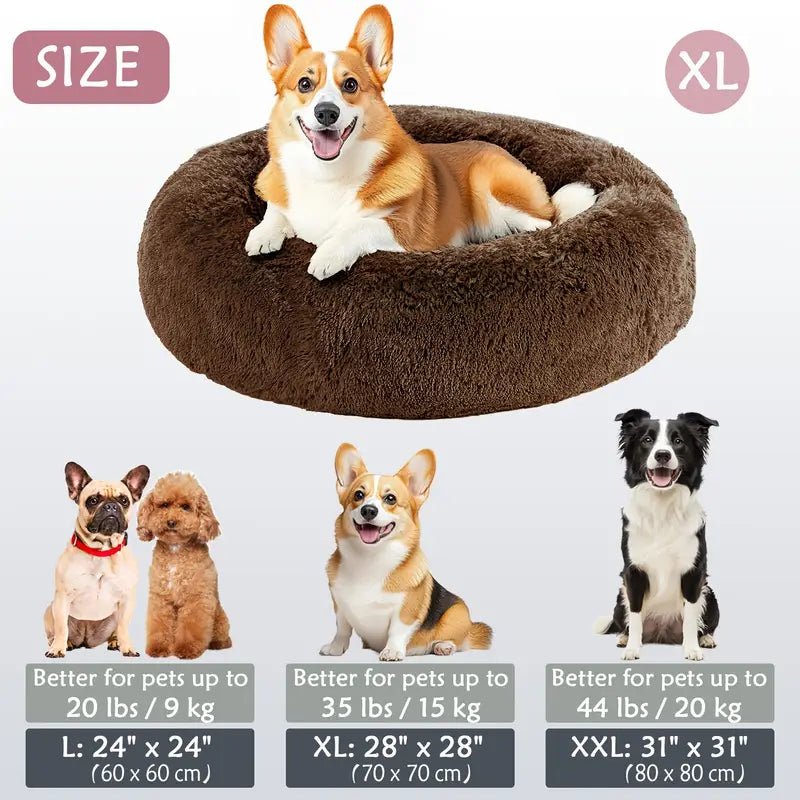 Calming Donut Cuddler Pet Bed – Plush, Cozy & Anti-Anxiety Bed for Dogs & Cats (S-3XL)