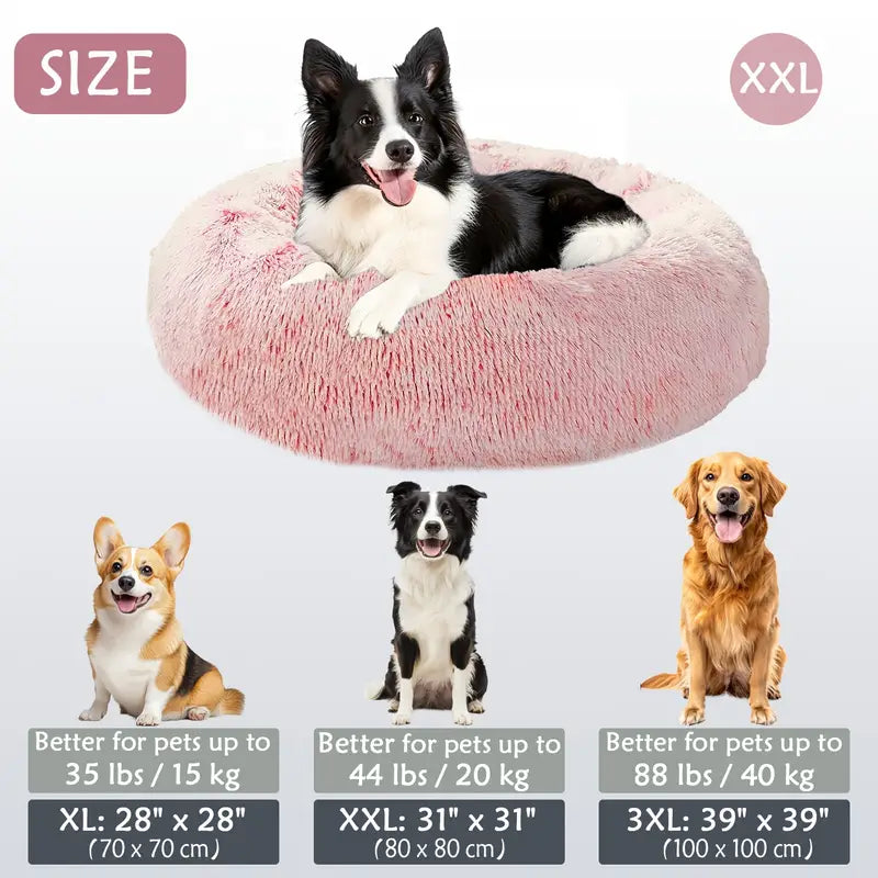 Calming Donut Cuddler Pet Bed – Plush, Cozy & Anti-Anxiety Bed for Dogs & Cats (S-3XL)