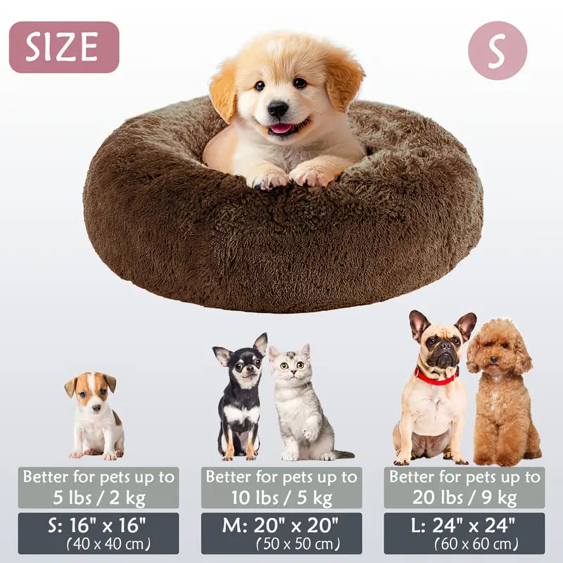 Calming Donut Cuddler Pet Bed – Plush, Cozy & Anti-Anxiety Bed for Dogs & Cats (S-3XL)