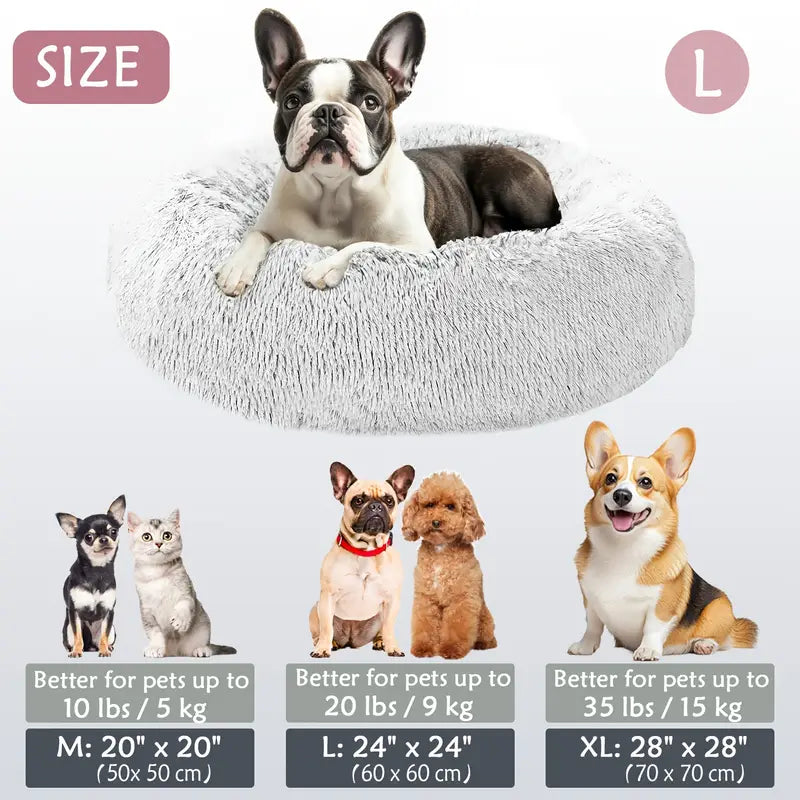 Calming Donut Cuddler Pet Bed – Plush, Cozy & Anti-Anxiety Bed for Dogs & Cats (S-3XL)