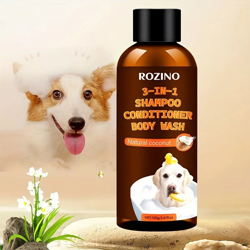ROZINO Coconut Essence 3-in-1 Pet Shampoo, Conditioner & Body Wash – Gentle Coconut Milk Formula for Dogs & Cats