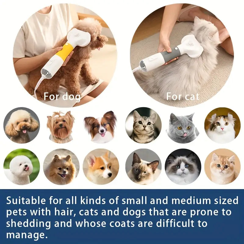 Professional 3-Speed Pet Grooming Blow Dryer & Brush for Cats and Dogs – 3 Blowing Modes, 220-240V Type-C Plug