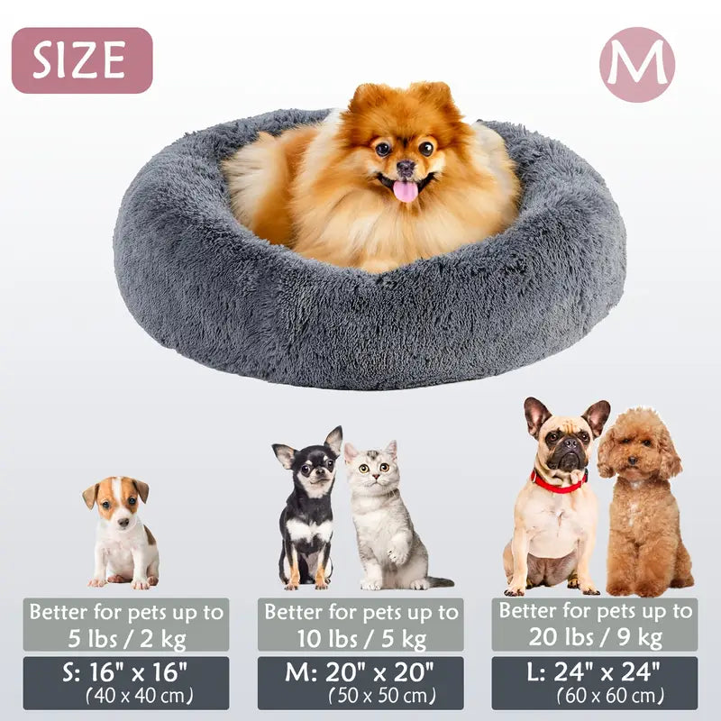 Calming Donut Cuddler Pet Bed – Plush, Cozy & Anti-Anxiety Bed for Dogs & Cats (S-3XL)