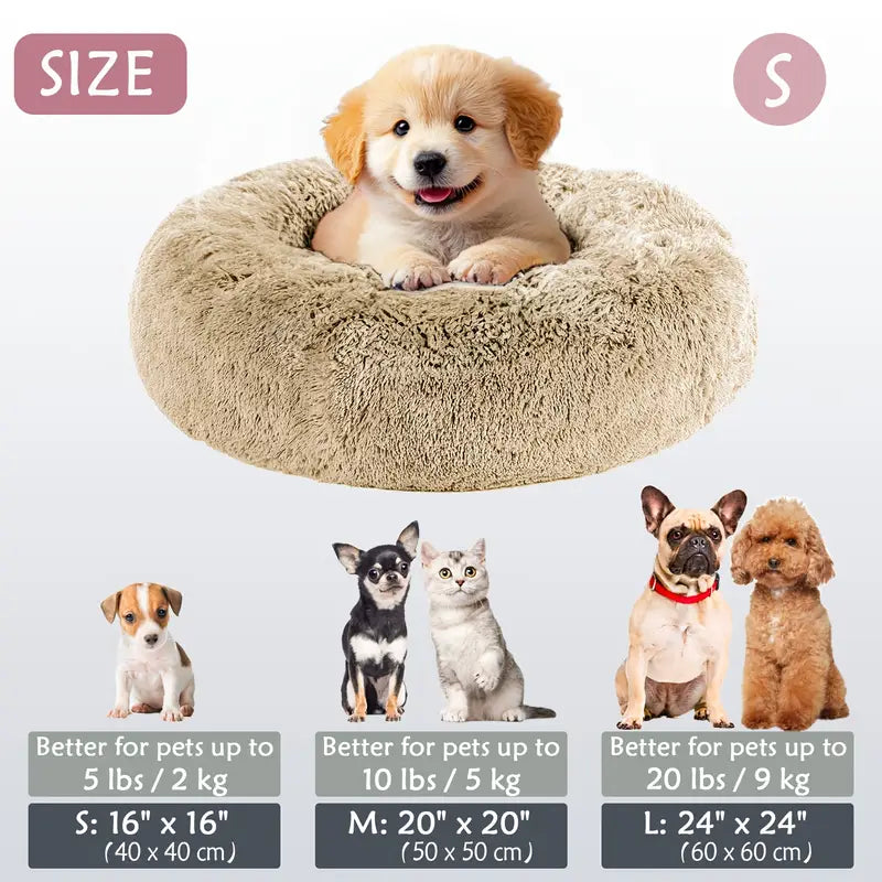 Calming Donut Cuddler Pet Bed – Plush, Cozy & Anti-Anxiety Bed for Dogs & Cats (S-3XL)