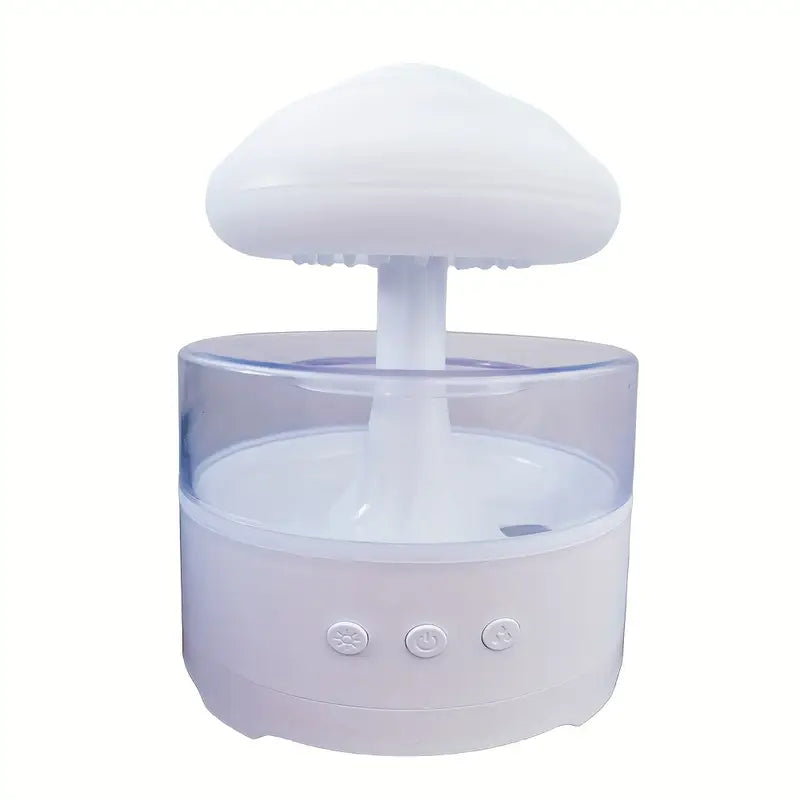 Rain Cloud Aroma Diffuser – 7-Color Mushroom-Shaped LED Humidifier & Waterfall Night Light (White)