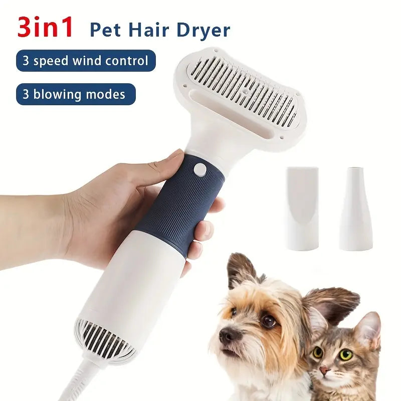 Professional 3-Speed Pet Grooming Blow Dryer & Brush for Cats and Dogs – 3 Blowing Modes, 220-240V Type-C Plug