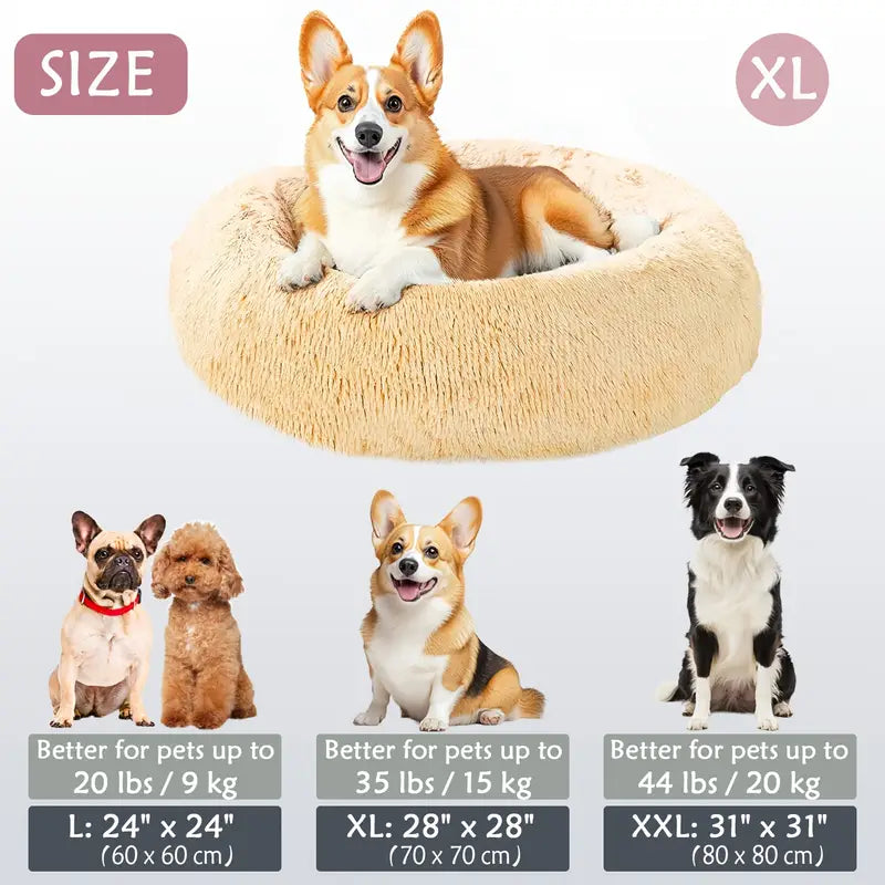 Calming Donut Cuddler Pet Bed – Plush, Cozy & Anti-Anxiety Bed for Dogs & Cats (S-3XL)