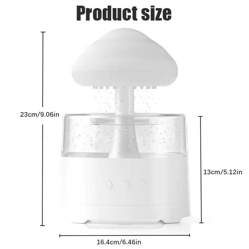 Rain Cloud Aroma Diffuser – 7-Color Mushroom-Shaped LED Humidifier & Waterfall Night Light (White)