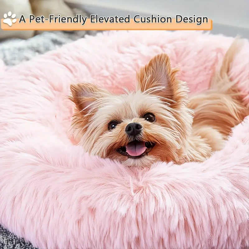 Calming Donut Cuddler Pet Bed – Plush, Cozy & Anti-Anxiety Bed for Dogs & Cats (S-3XL)