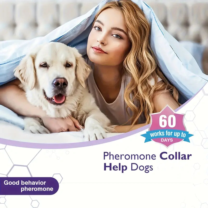 3-Pack Dog Calming Pheromone Collars – 60-Day Stress & Anxiety Relief, Adjustable 25-Inch Natural Collar