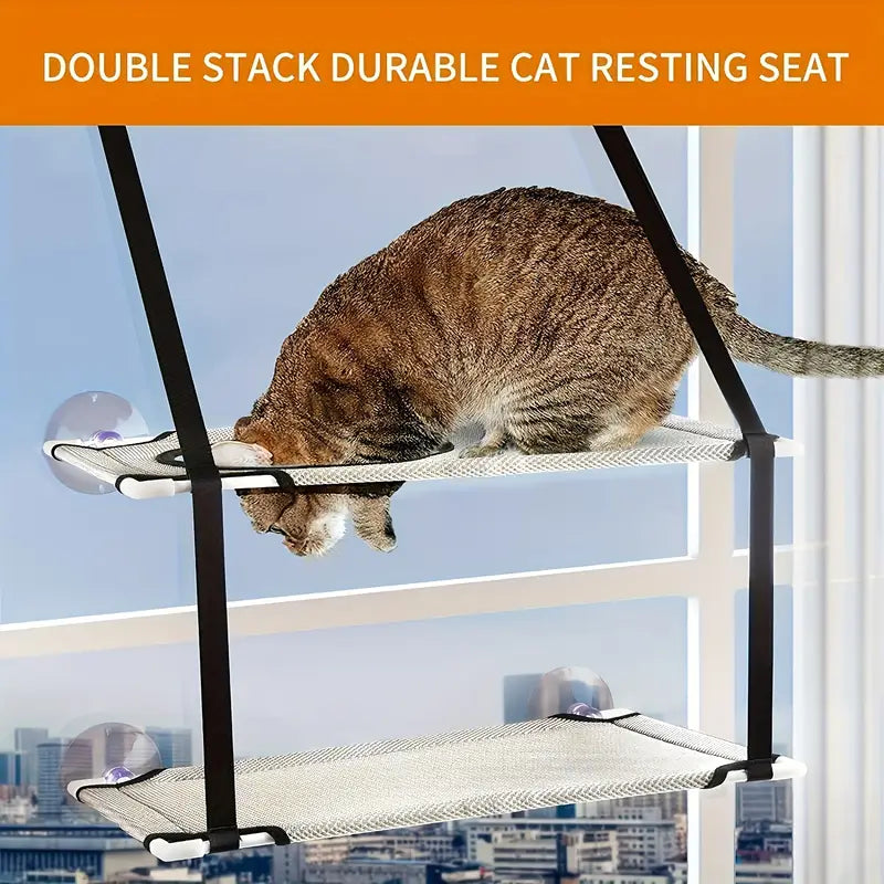 Double-Layer Cat Window Hammock – Sturdy Hanging Bed for Indoor Cats