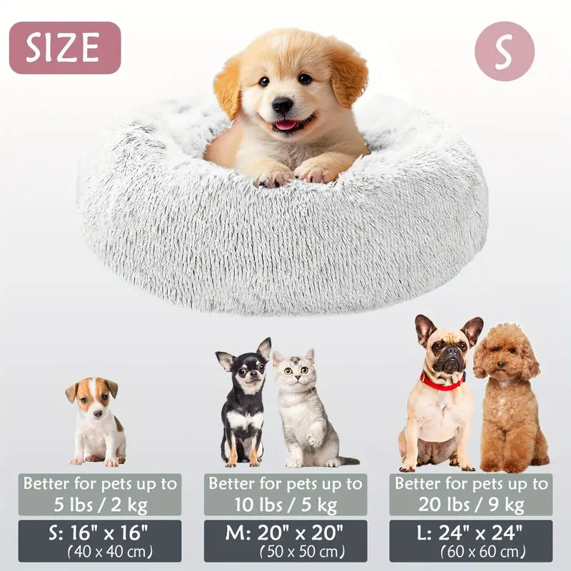 Calming Donut Cuddler Pet Bed – Plush, Cozy & Anti-Anxiety Bed for Dogs & Cats (S-3XL)
