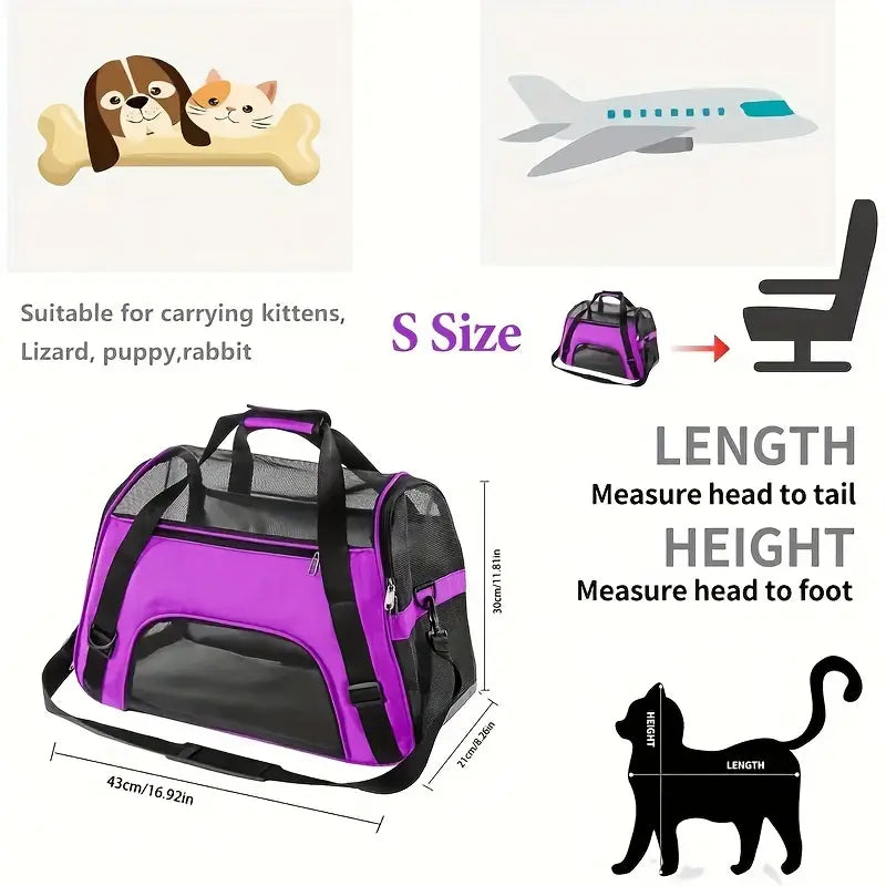 Portable Pet Carrier for Cats & Dogs – Airline-Approved Foldable Travel Bag (S - L)